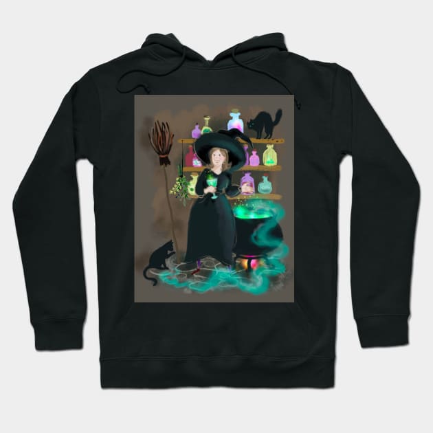 Witch brewing potion Hoodie by Orangerinka